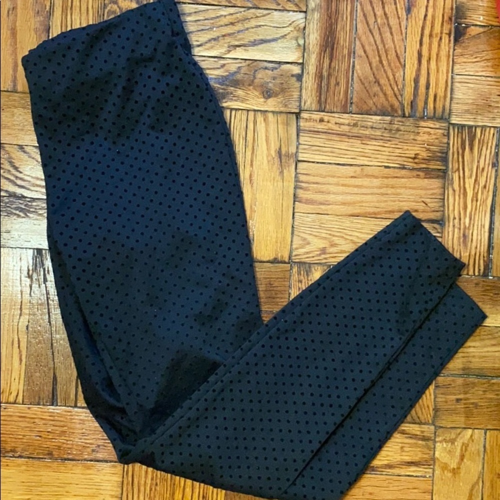Maison Jules black polka dot thick leggings size:S